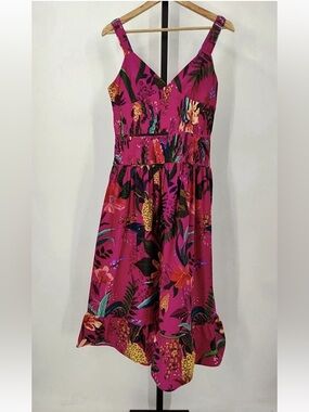 Farm Rio Anthropologie Women's Dress Small New Floral Pink